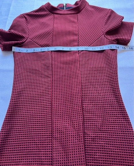 Topshop Mock Neck Check Print Fit & Flare Bodycon Mini Dress - Picture 5 of 8